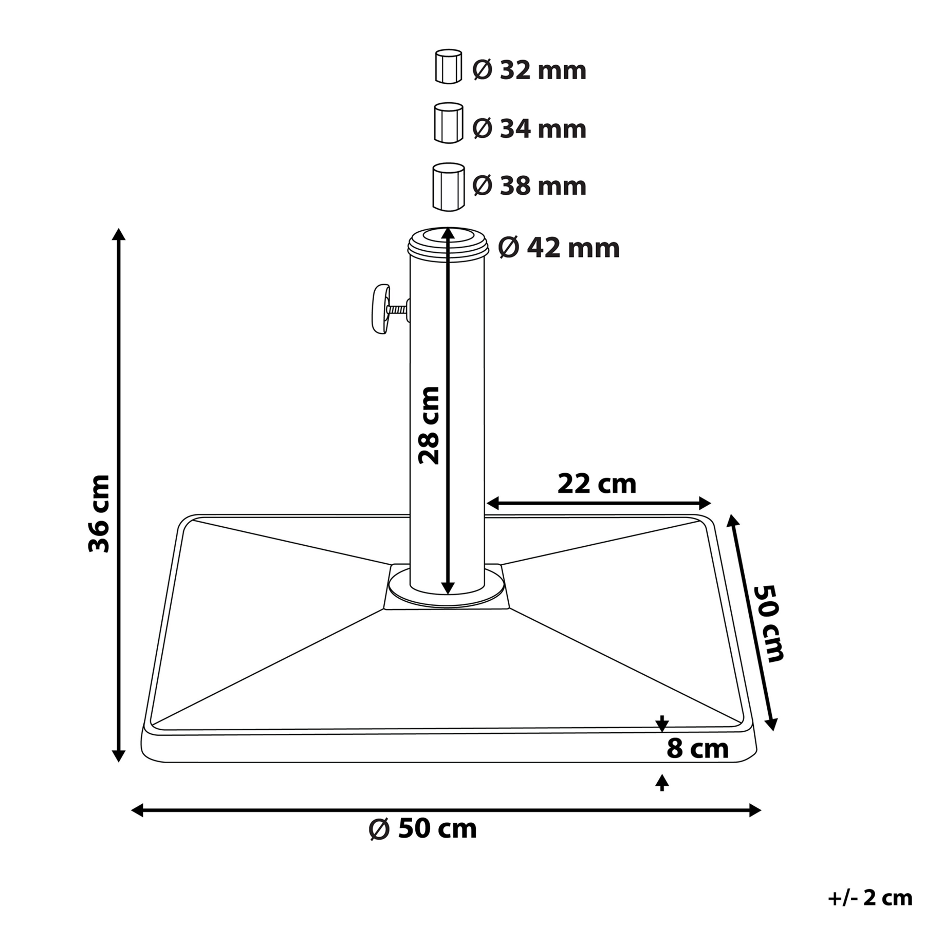 Beliani - CERVO - Parasolvoet - Zwart - Beton