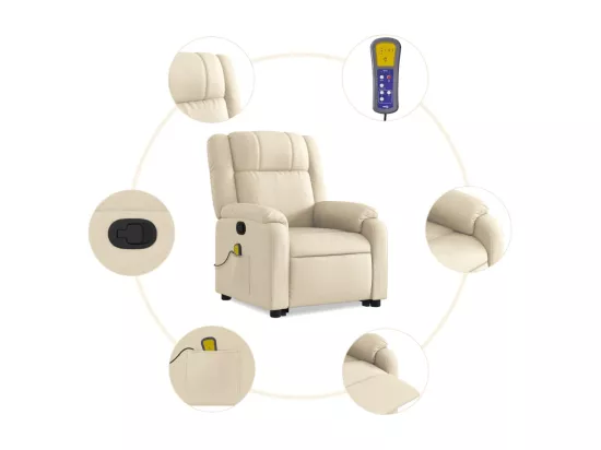 Fauteuil inclinable massant Crème Tissu