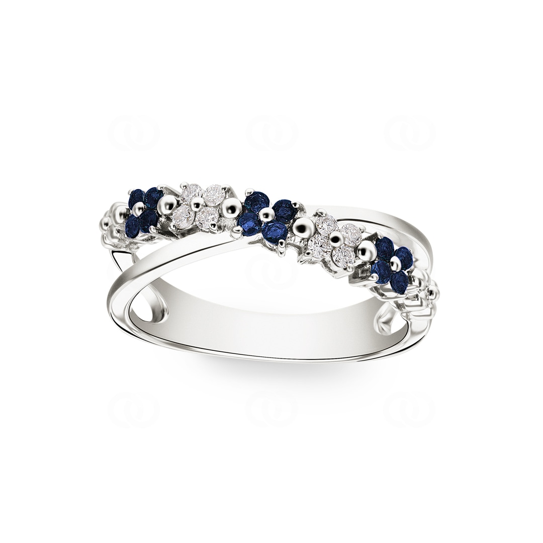 Ring 750/18 K Weissgold mit Saphiren & Diamanten 0.11 ct H/si