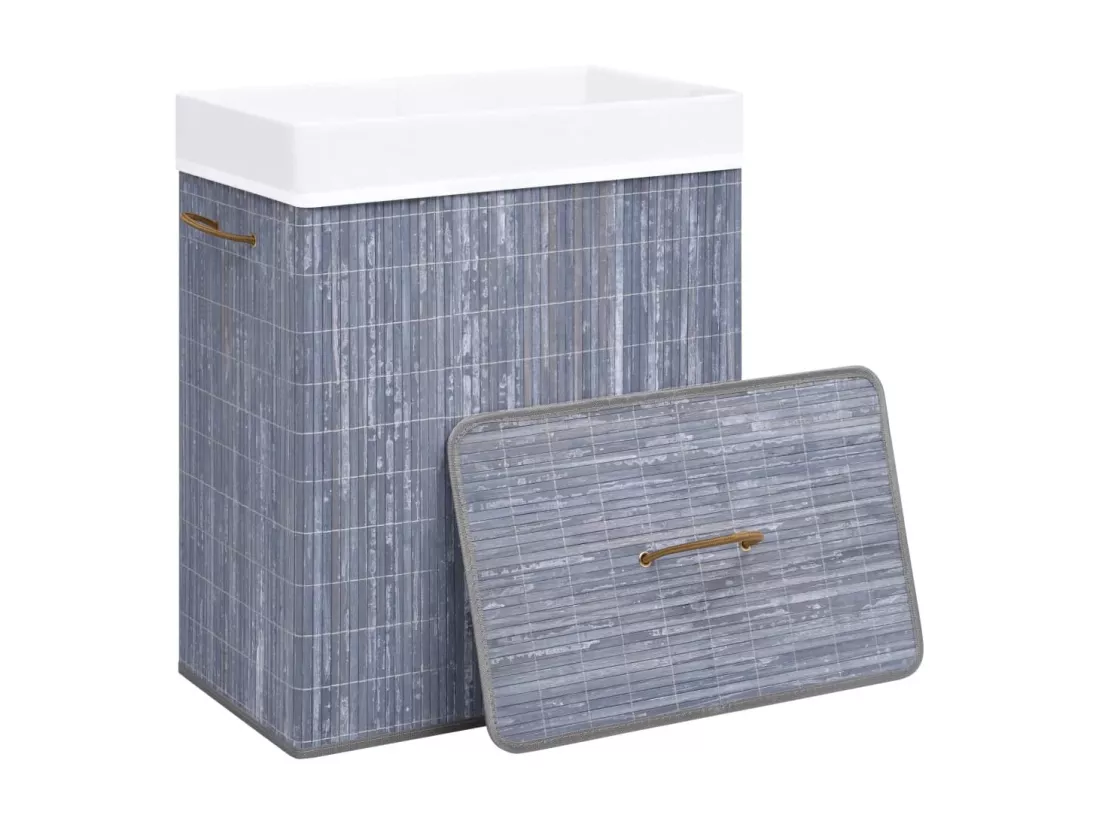 Panier à linge Bambou Gris 83 L