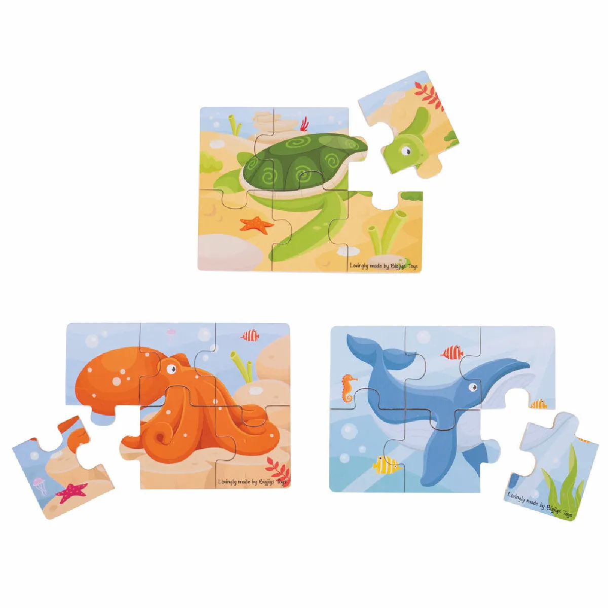 3 Puzzles Sealife Bigjigs Toys en Bois