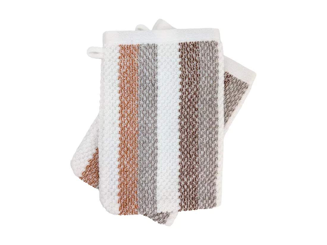 Lot de 2 gants de toilette 16x21 cm coton collection VISTA blanc jaune