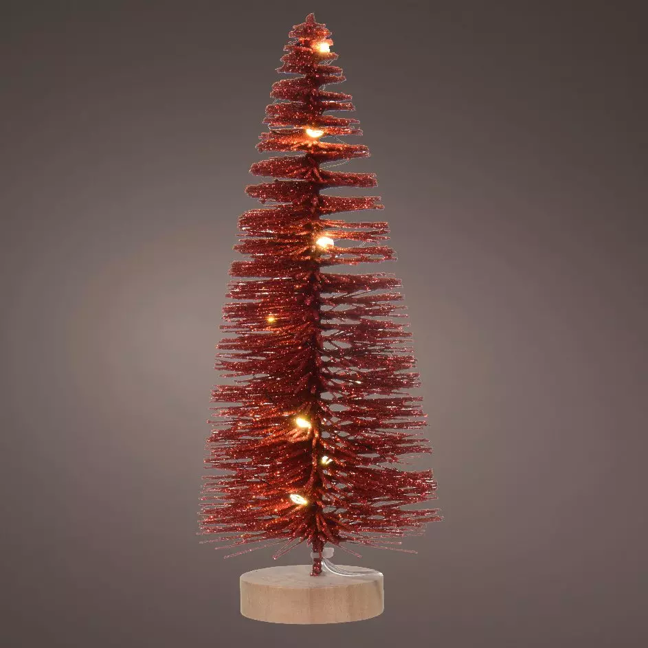 Sapin lumineux à piles (H20 cm) Féérie Rouge