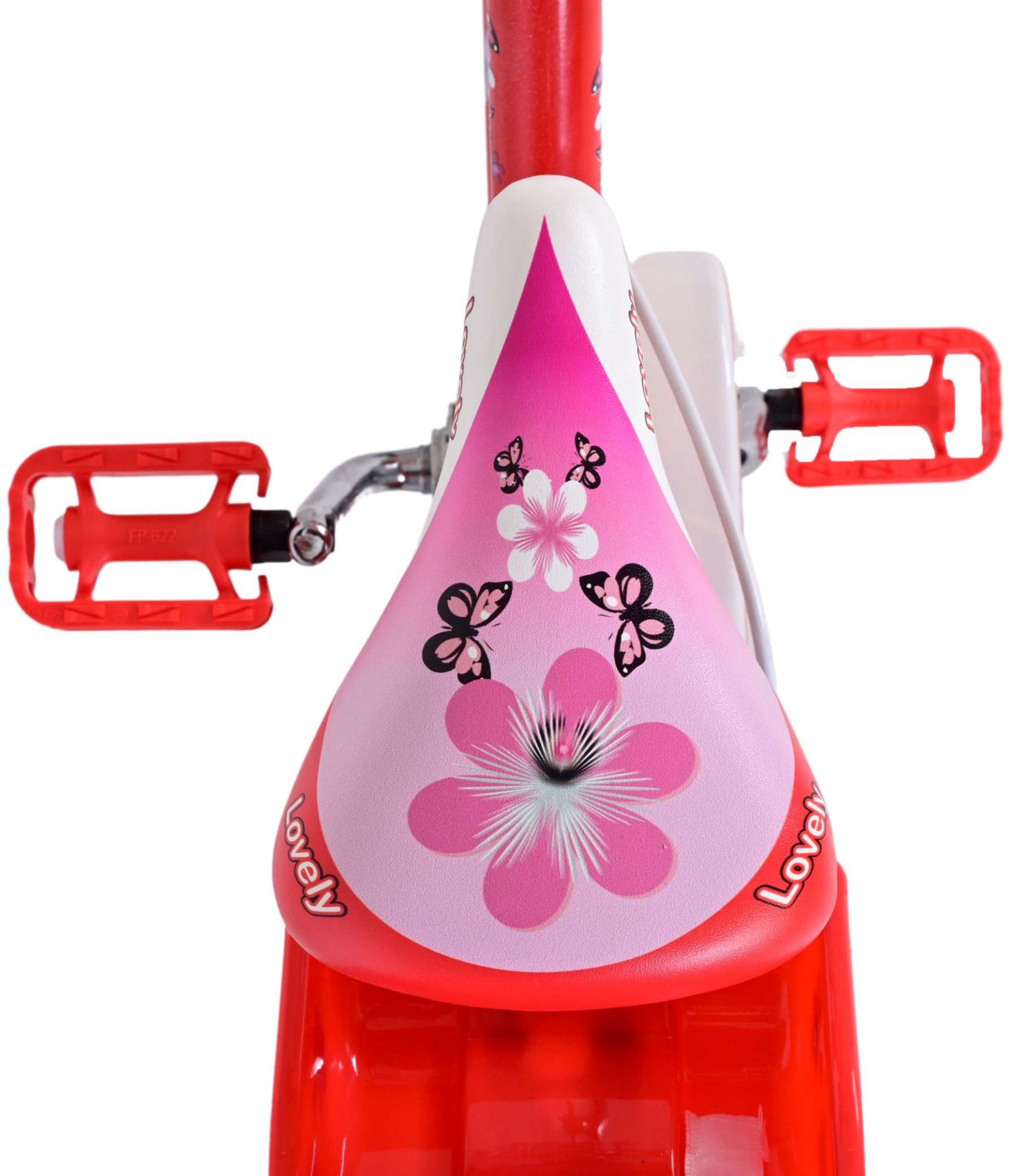 Kinderfahrrad Lovely für Mädchen 14 Zoll Kinderrad Rot Weiß Fahrrad