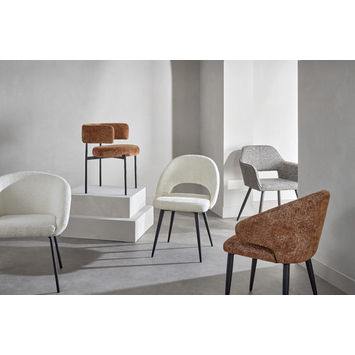 WOOOD eetkamerstoel Noelle off-white bouclé stof