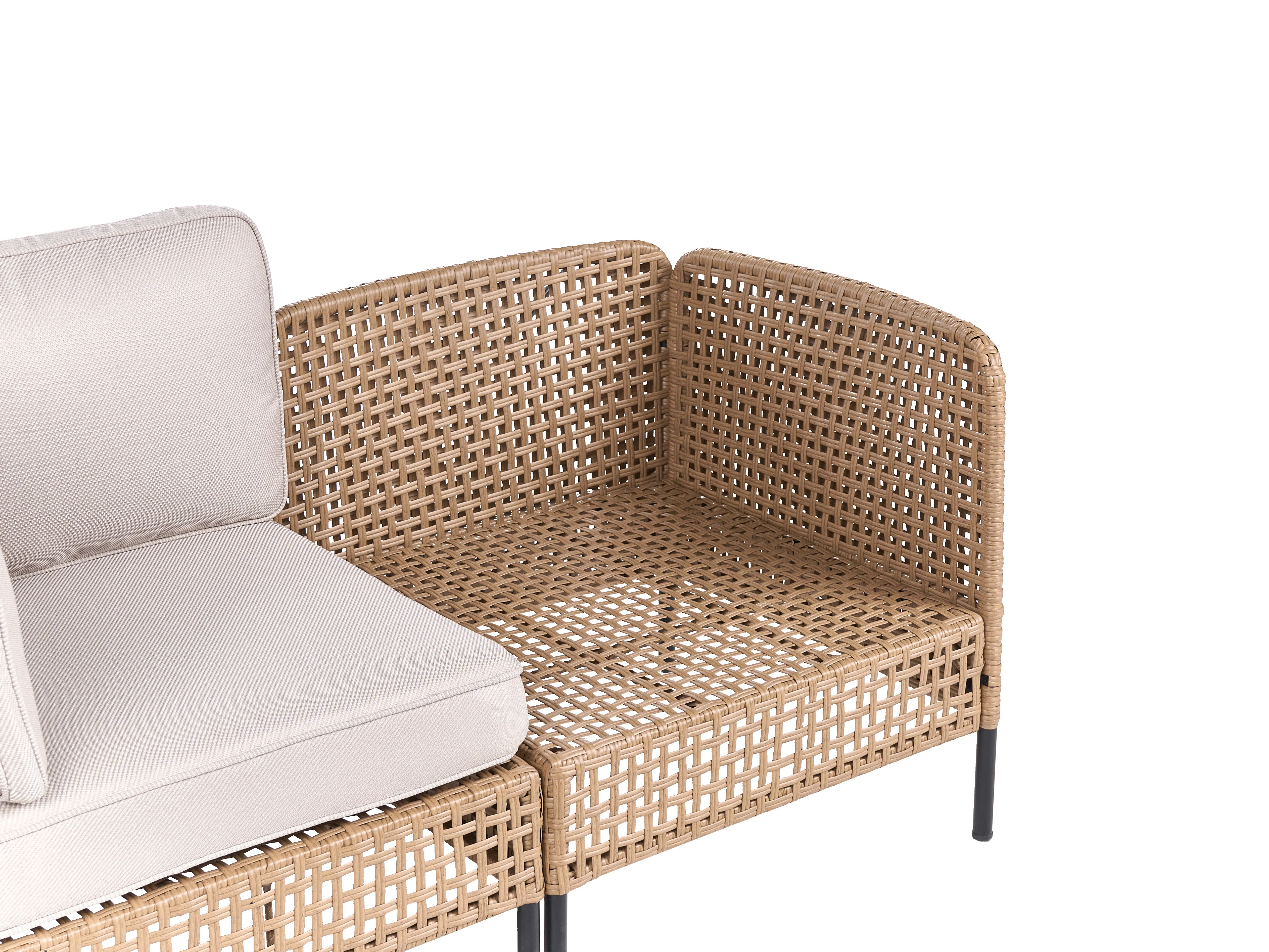 Tuinbank met tafel 4-zits OMEGANA modulair PE rotan Lichtbeige