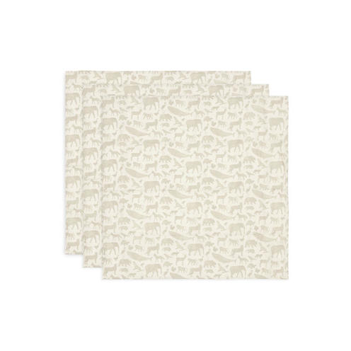 Lot de 3 langes gaze de coton small Animals Nougat - JOLLEIN