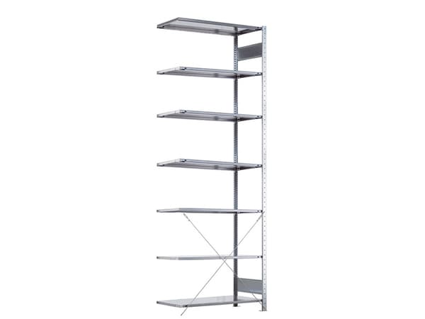 Følgesektion Boltless lagerreol, rygkryds 3000x1000x300 150 kg/hylde