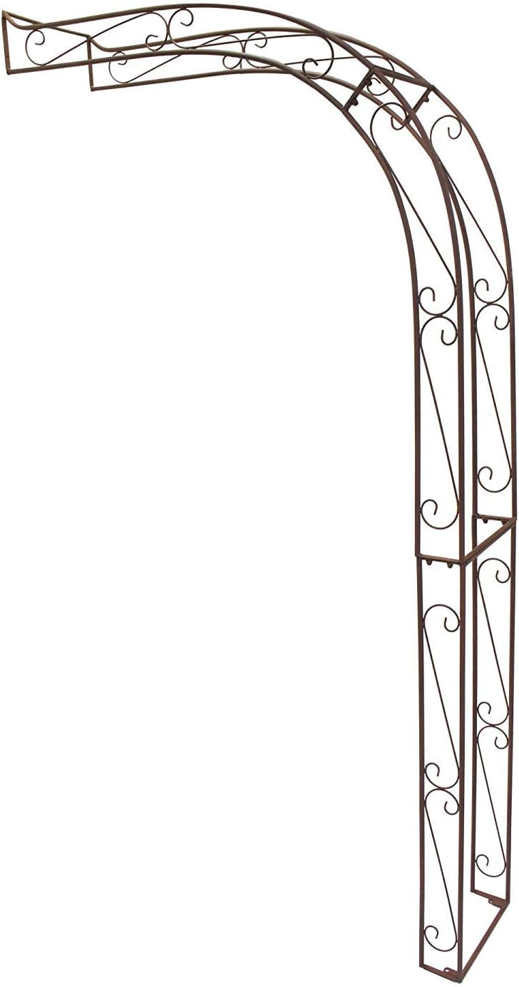 Dekoleidenschaft Rankhilfe Halbbogen aus Metall in Rost-Optik, Rankhilfe, Pergola, Rankbogen, Halb-Rosenbogen, Wandbogen halbrund, Metallbogen, Spalier