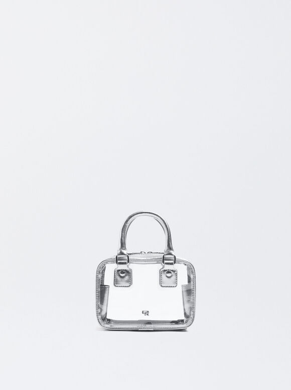 Bolsa transversal transparente - Prateada