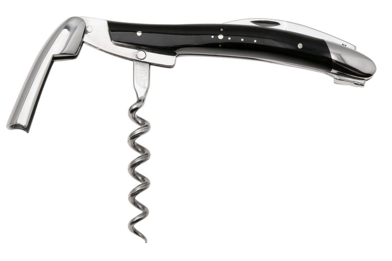Forge de Laguiole 00005476, Polished Stainless Steel, Stamped Bee, Dark Horn kelnersmes