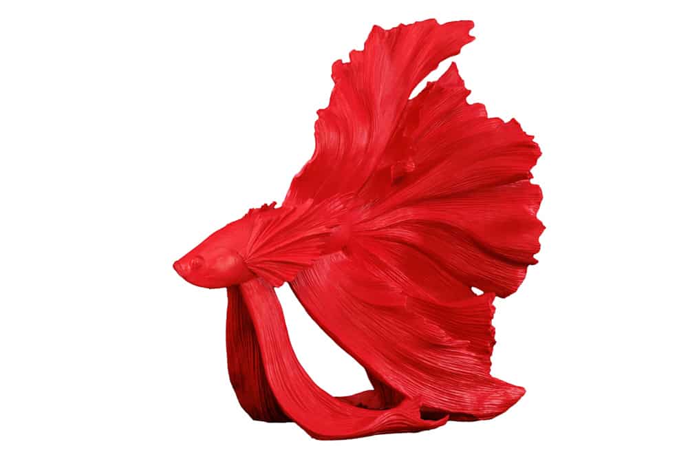 Design Deko Figur Kampffisch CROWNTAIL 65cm rot Betta Fisch Skulptur