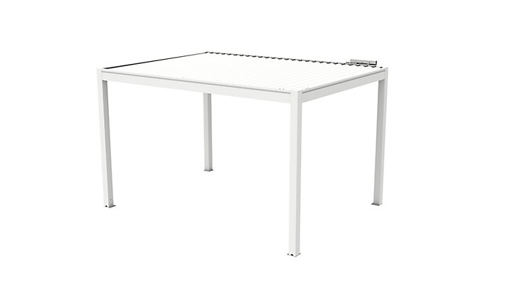 Pergola bioclimatique autoportante motorisée aluminium Oviedo blanc 4,05 x 3 m