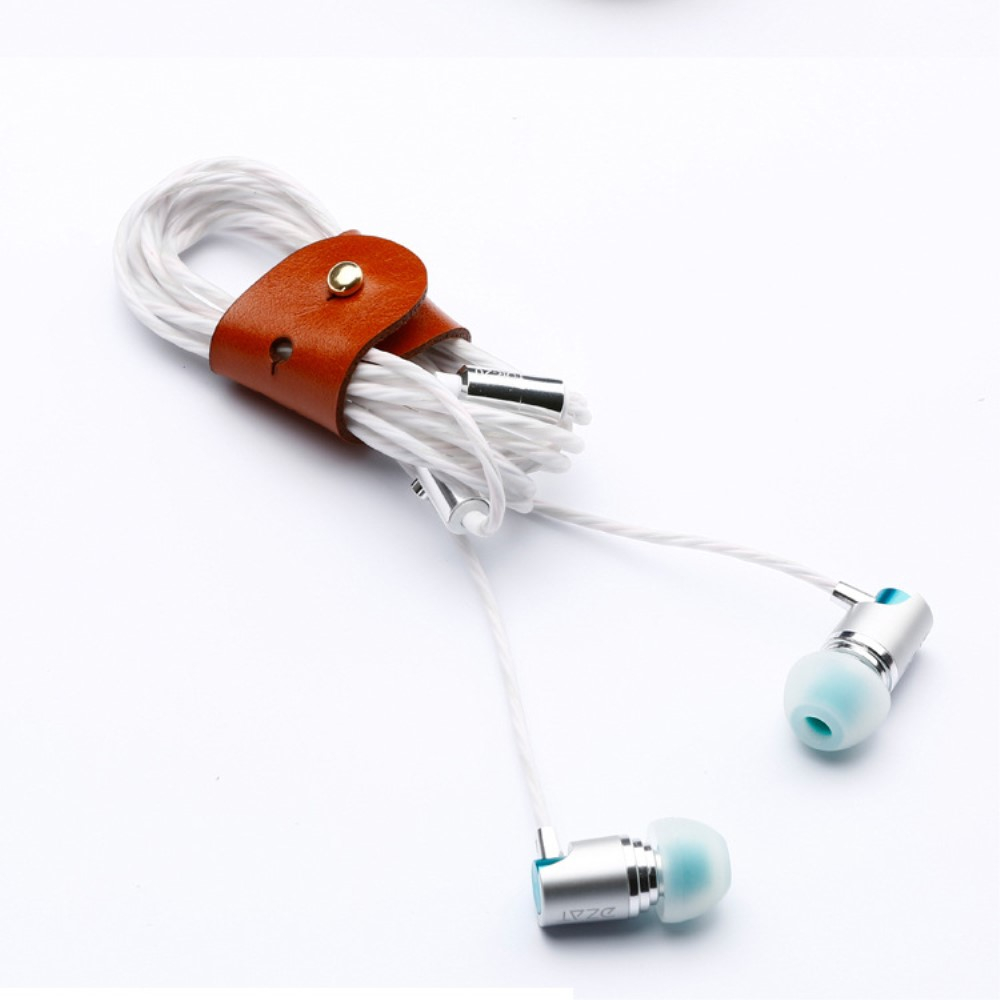 (3-tlg. Set) Leder Kabel Organizer Kabelbinder - Braun