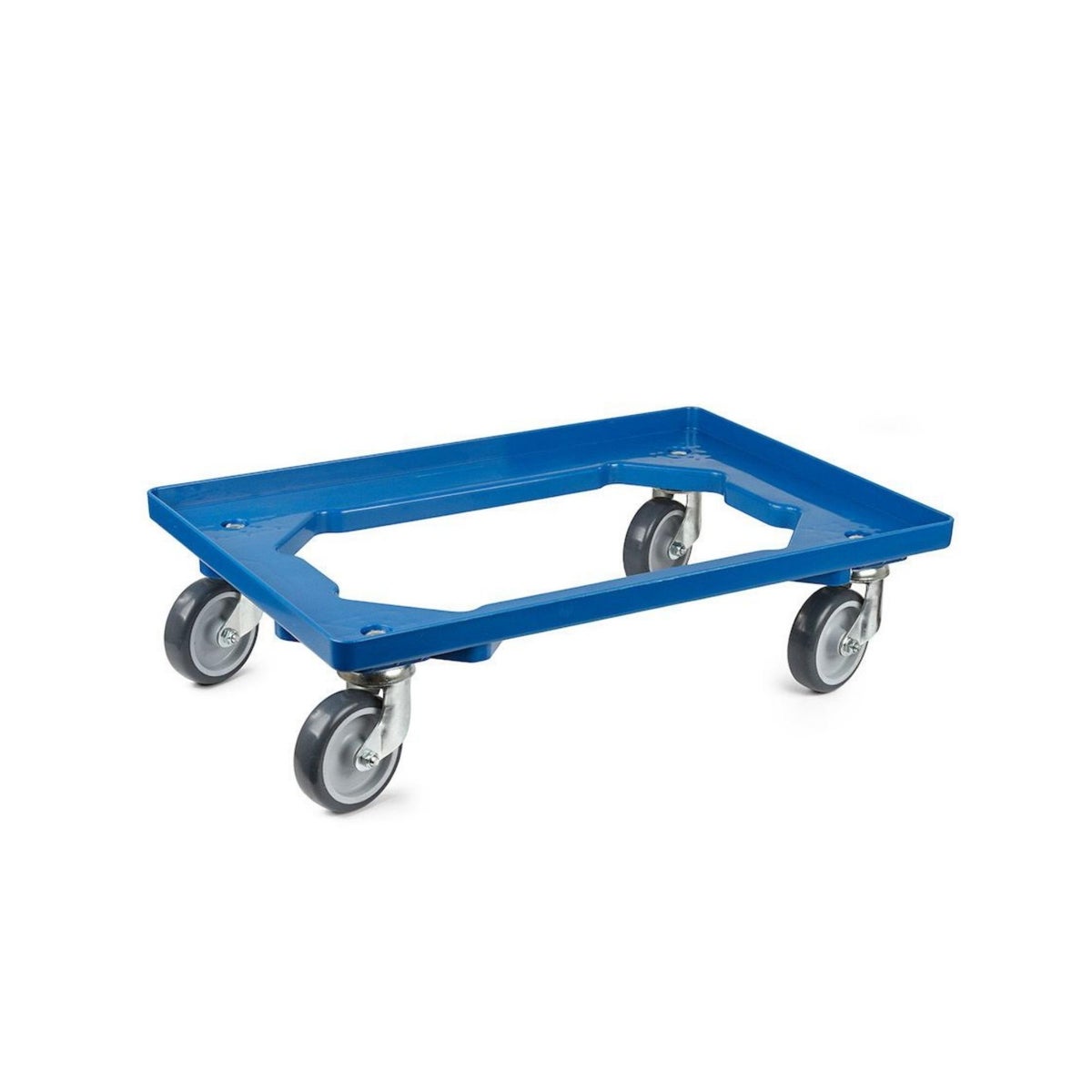 PROREGAL Transportwagen voor Euroboxen 60 x 40 cm met rubberen wielen, blauw, open dek, 2 zwenkwielen en 2 remwielen, draagvermogen 300 kg