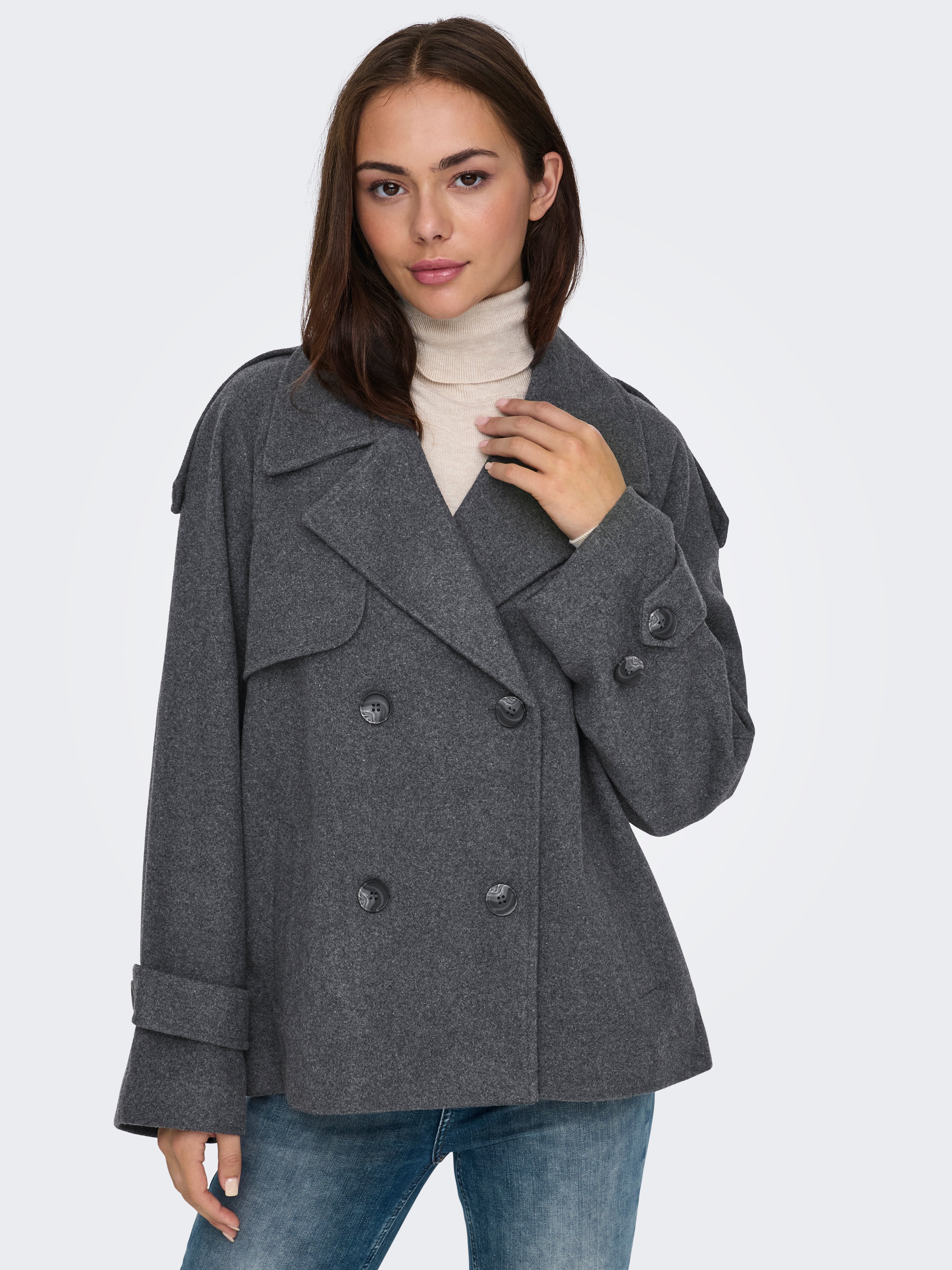 ONLMAISY Trenchcoat Dark Grey Melange