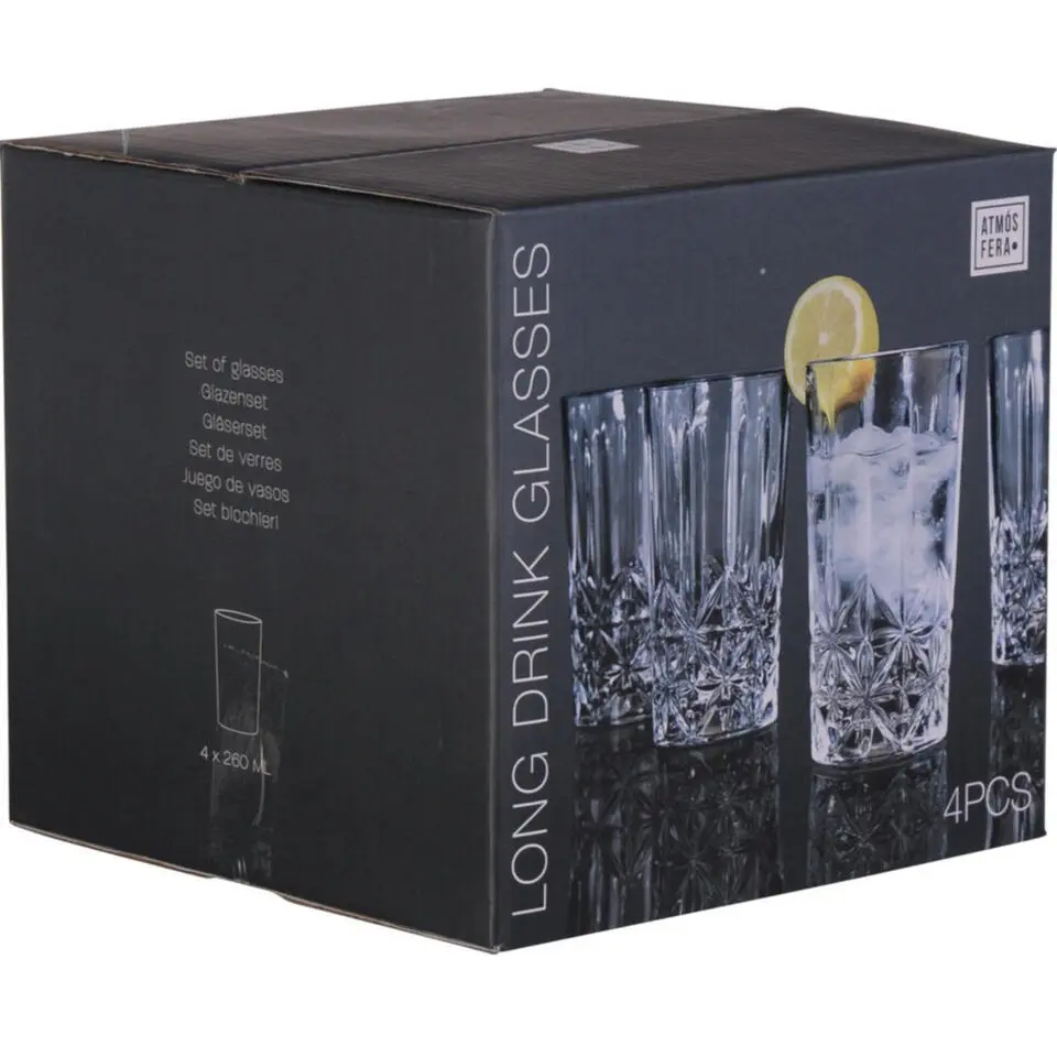 Atmos Fera Longdrinkglazen - 4x stuks - 300 ml - drinkglazen