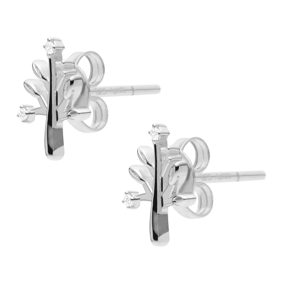 Boucles d'oreilles Fossil en argent arbre de vie