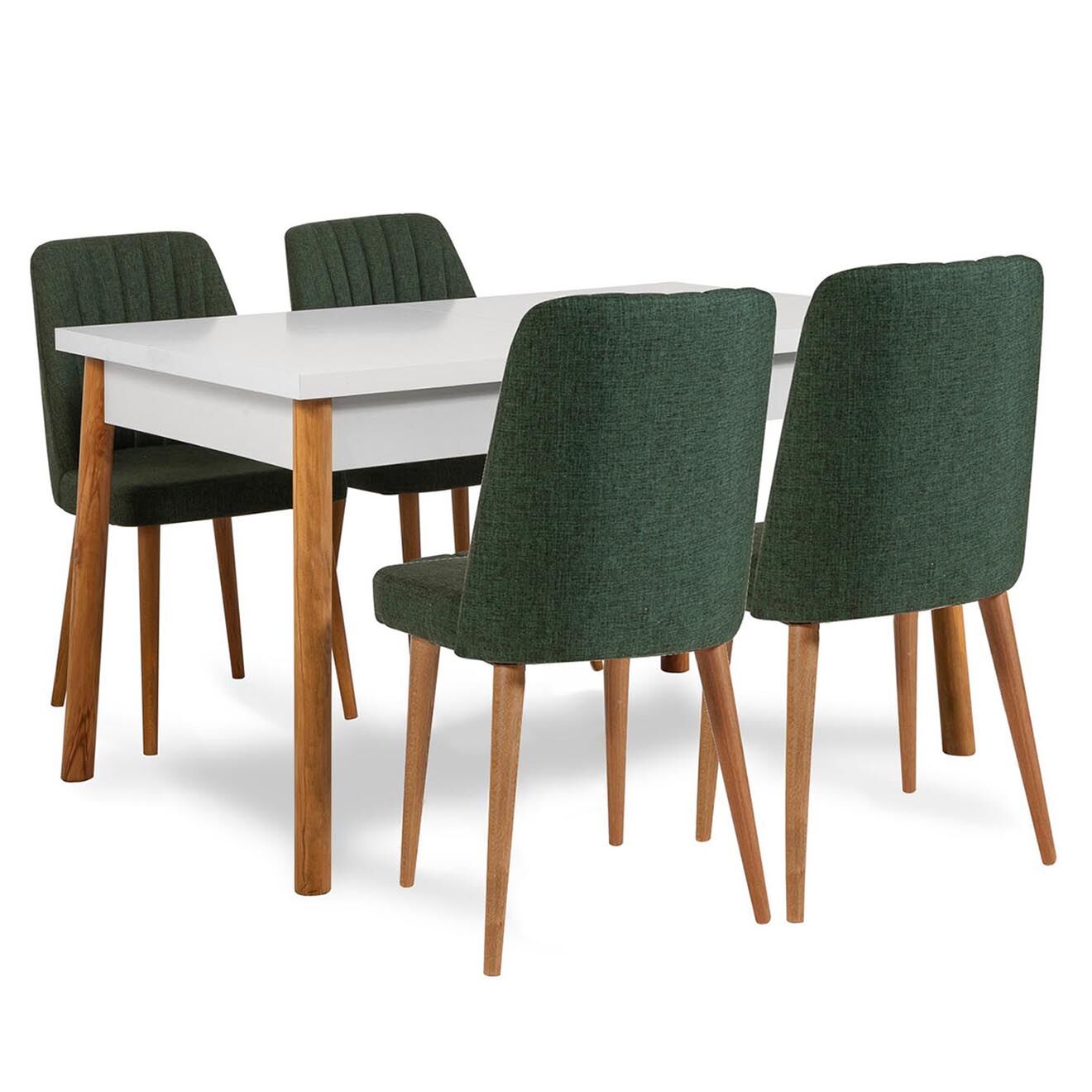 Homitis Ensemble Table + 4 Chaises Costa 1070 beige/blanc/vert