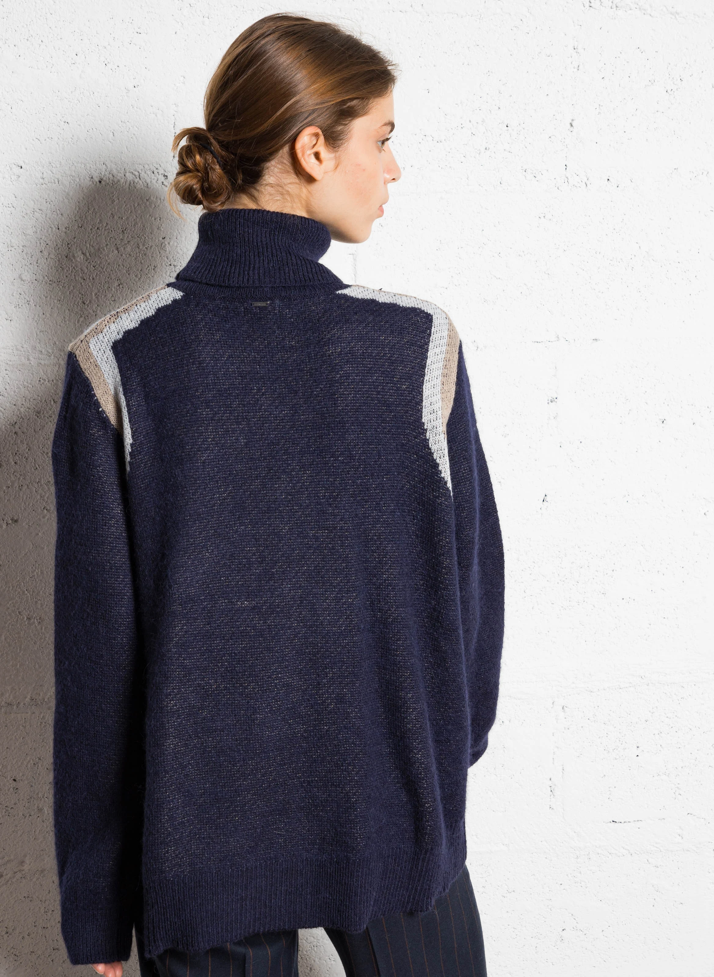 Pull droit en maille | Bleu