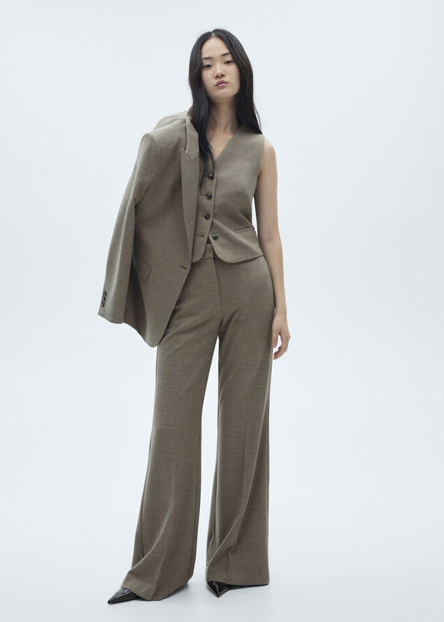 MANGO Micro houndstooth suit vest Beige - khaki