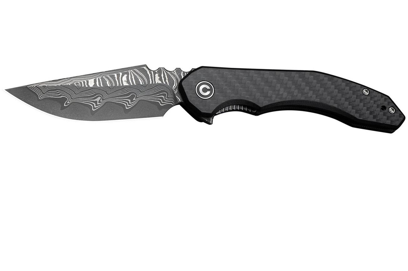 Civivi Bluetick C23050-DS2 Damascus, Carbon Fiber Overlay Black G10, Nested Liner Lock, zakmes, Bryan Montalvo design