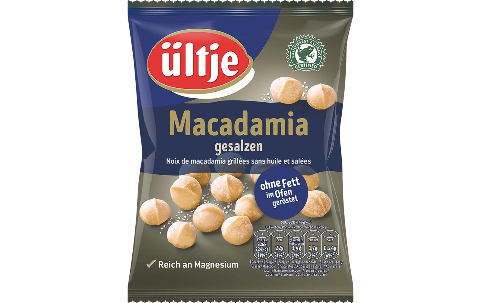 Macadamia 150 gMacadamianusskerne, fettfrei geröstet und verfeinert mit Salz