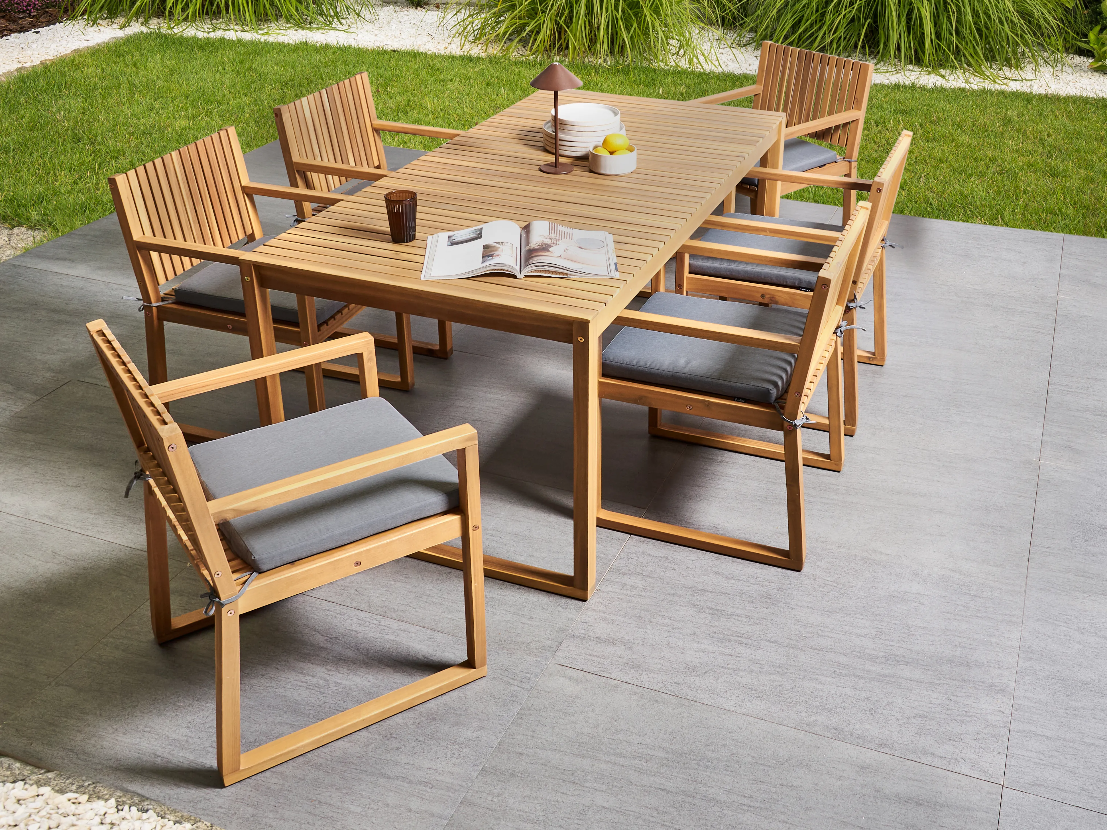 Set van 8 tuinzitkussens SASSARI PREMIUM 46 x 46 cm Grijs melange
