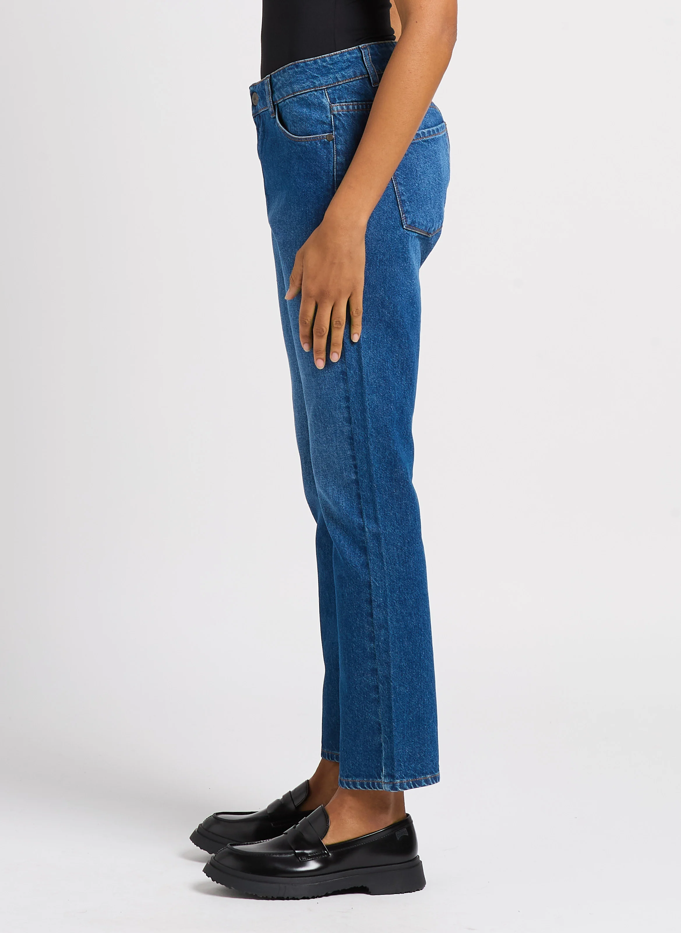 LE CARLA - Jean droit taille haute en coton | Bleu