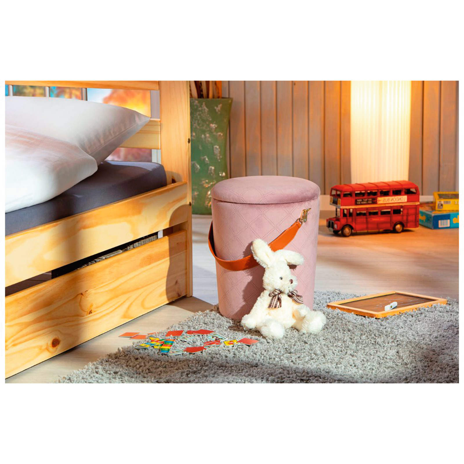 Hocker Nevis Ø31x40cm Samt altrosa