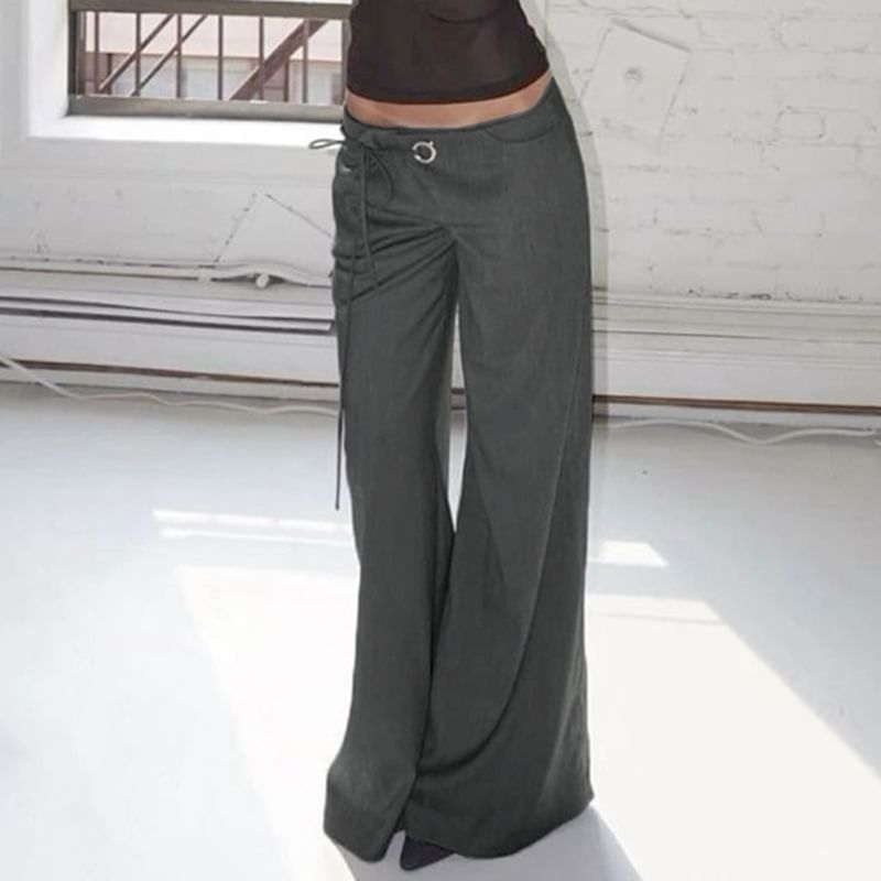 Honet - Lage taille, strikceintuur, losse, wijde broek