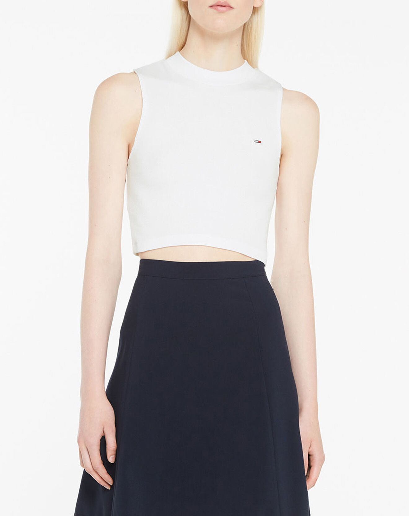Tommy Jeans Top court Rib Tank blanc