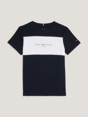 Camiseta de gola redonda com blocos de cores