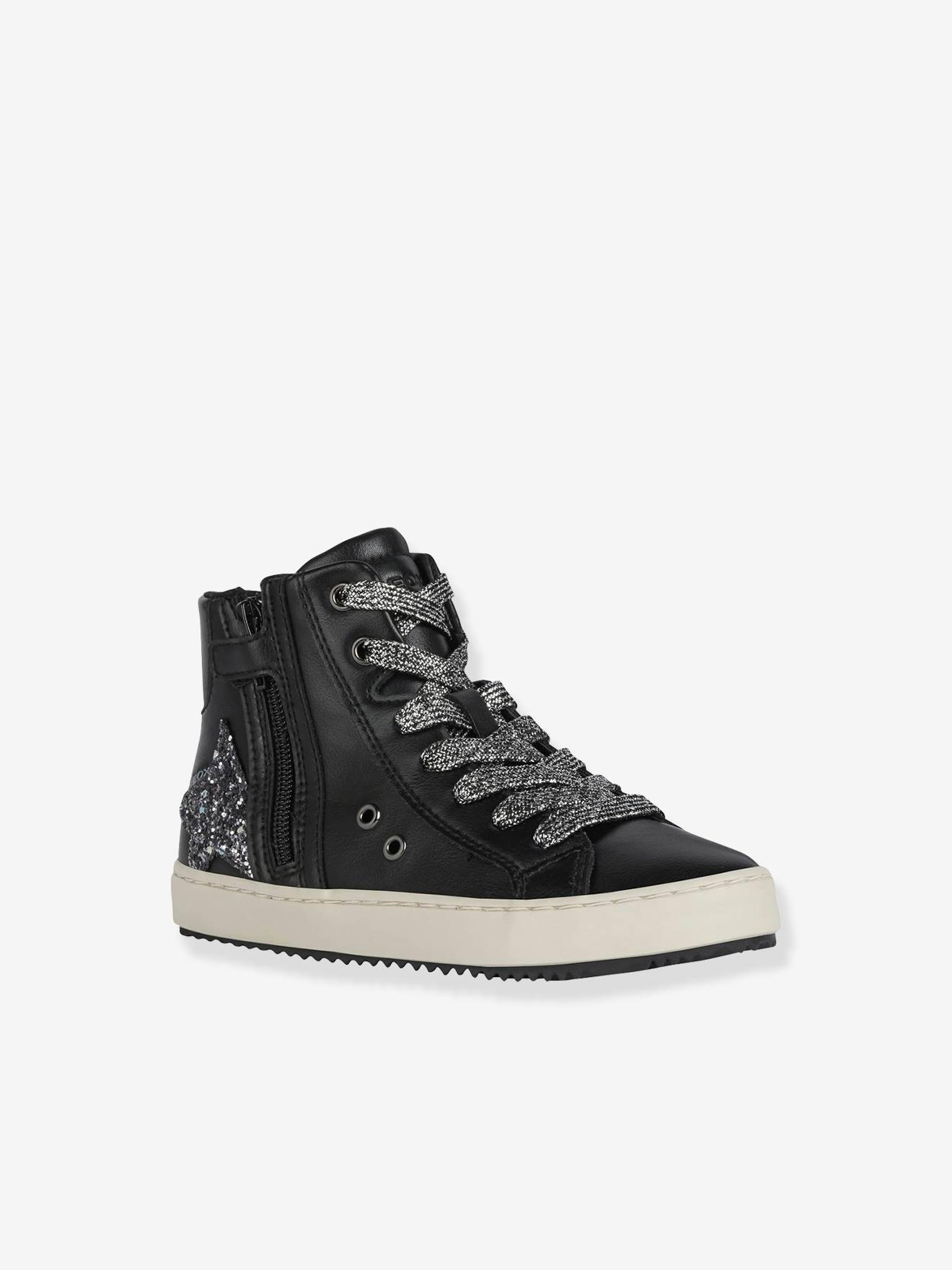 Sapatos de couro Kalespera GEOX® de cano médio, para meninas negras.