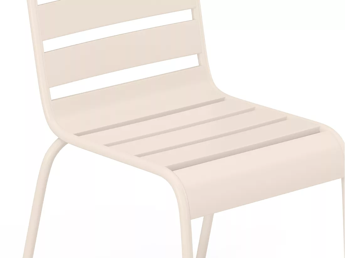 Salle à manger de jardin en métal - une table L.160 cm et 4 chaises empilables - Beige - MIRMANDE de MYLIA