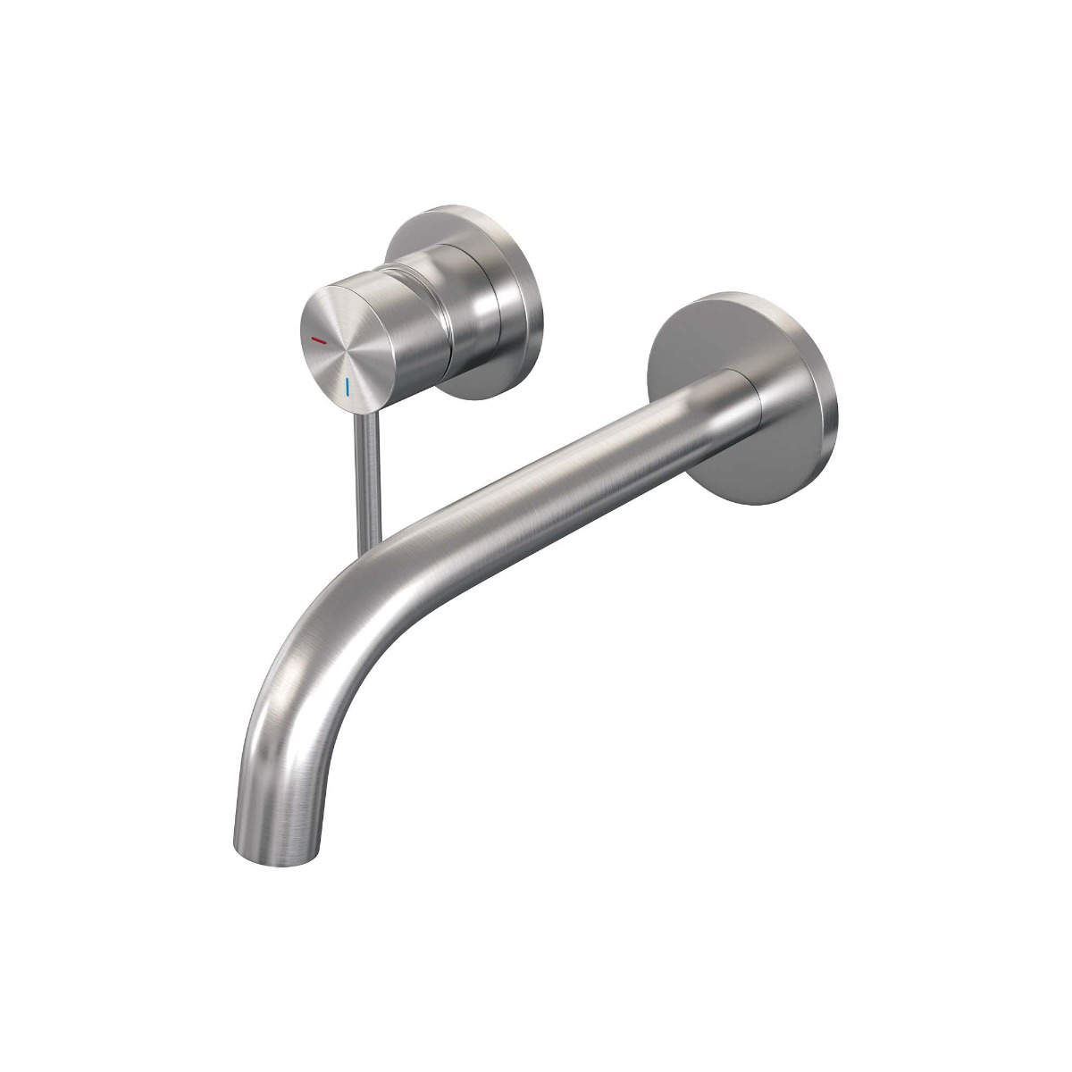 Brauer Brushed Edition ColdStart wastafelkraan inbouw gebogen uitloop en rozetten model A2 RVS geborsteld PVD
