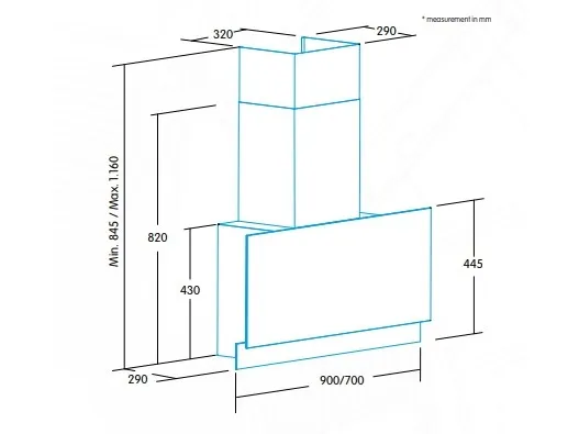 Edesa ECV-7832 GWH - Hætte - skorsten - bredde: 70 cm - dybde: 29 cm - udtrækning og recirkulation (-) - rustfrit stål/hvidt glas