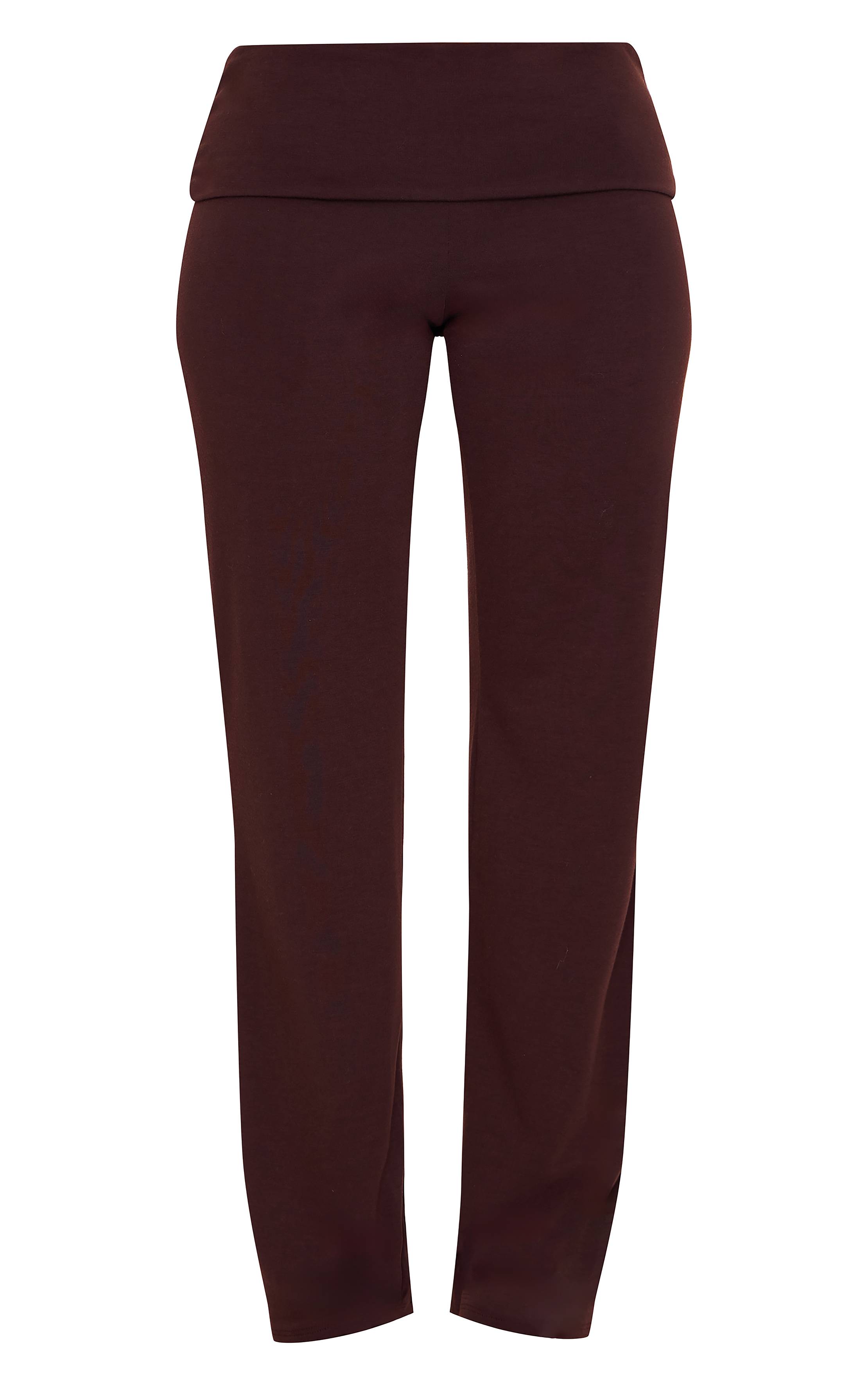 Chocolat Pantalon Droit En Jersey Contour Petite Taille