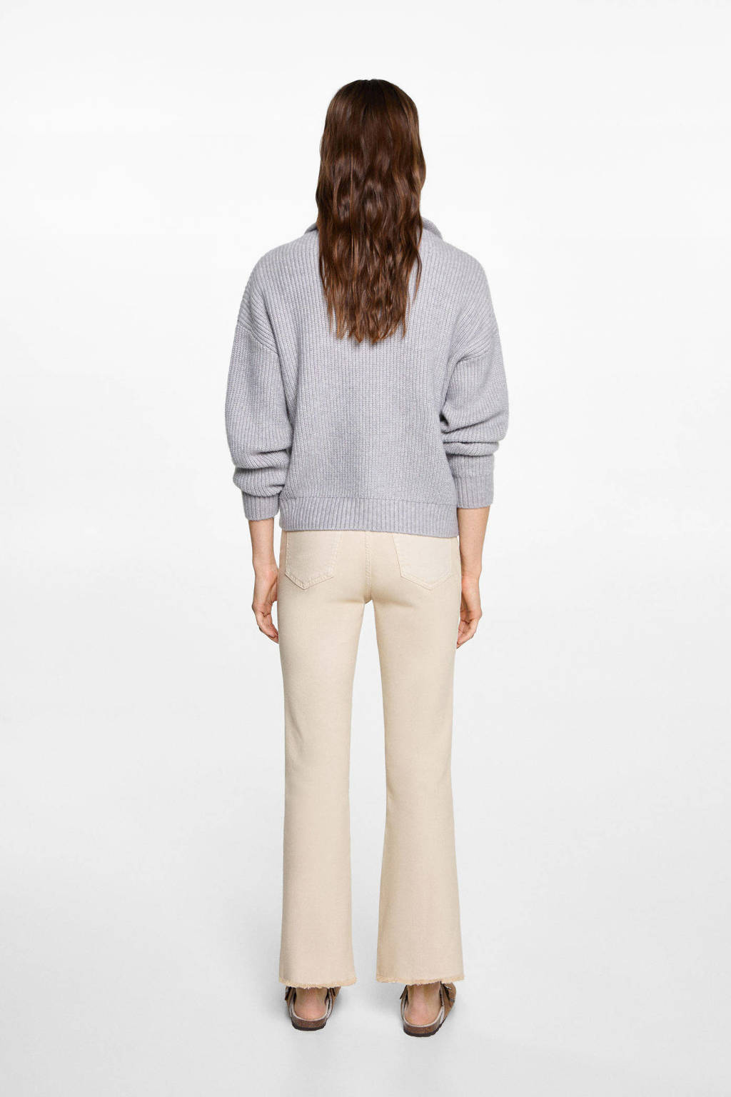 MANGO TEEN flared casual broek grijs