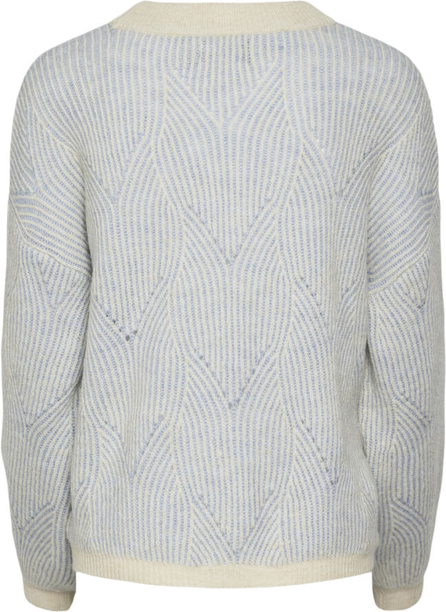 Pieces PCJENNA LS O-NECK KNIT NOOS BC Whitecap gray/faded denim