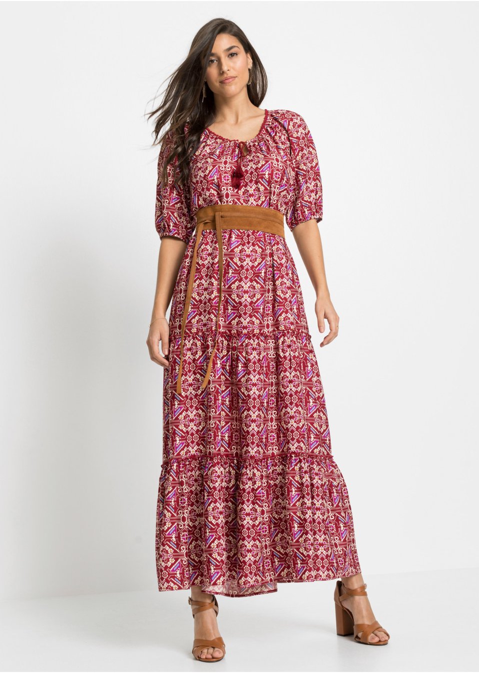 Robe longue imprimée en viscose durable