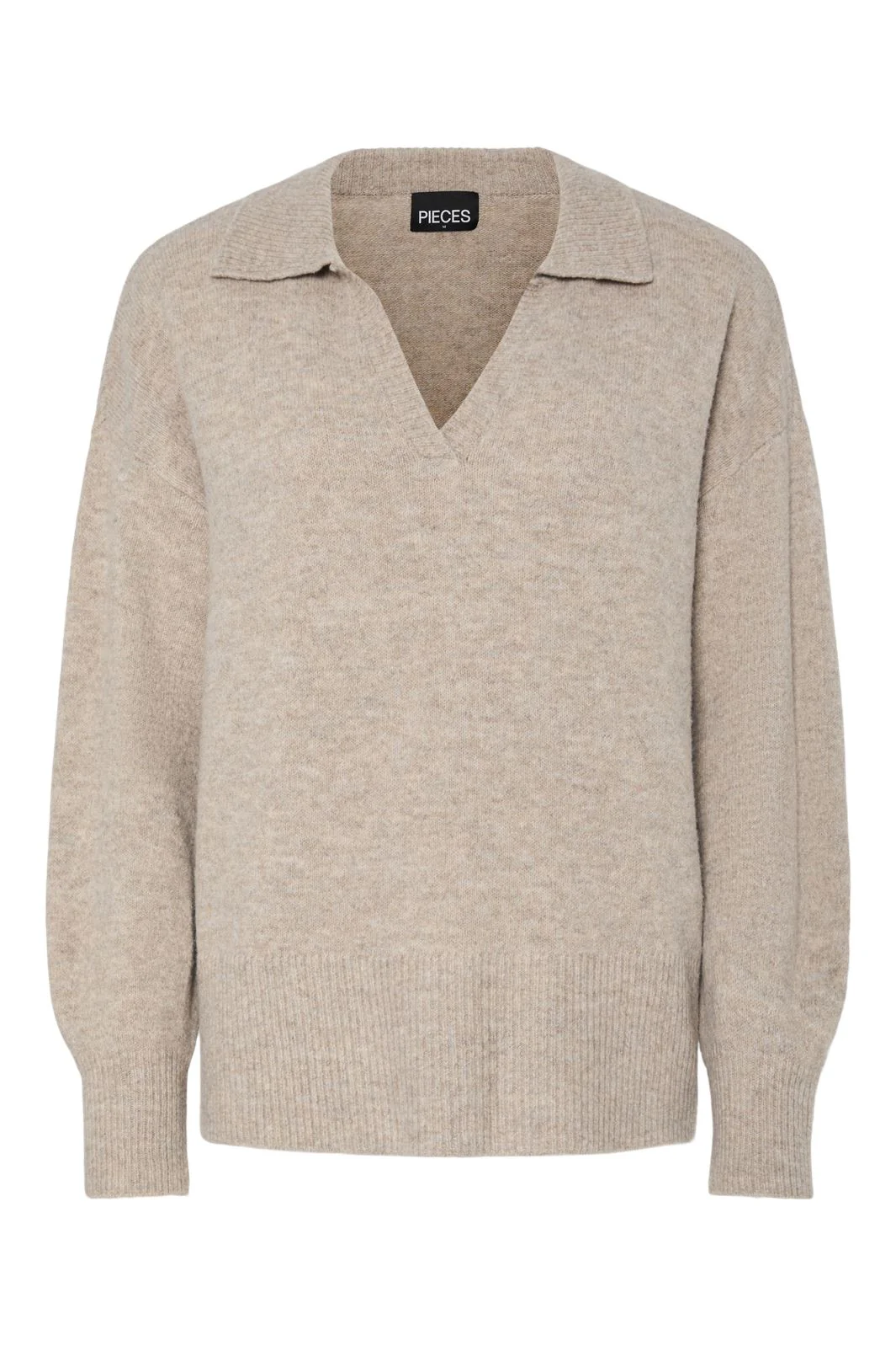 Pieces Pcmalou Ls Polo Knit 4793870 taupe gray melange