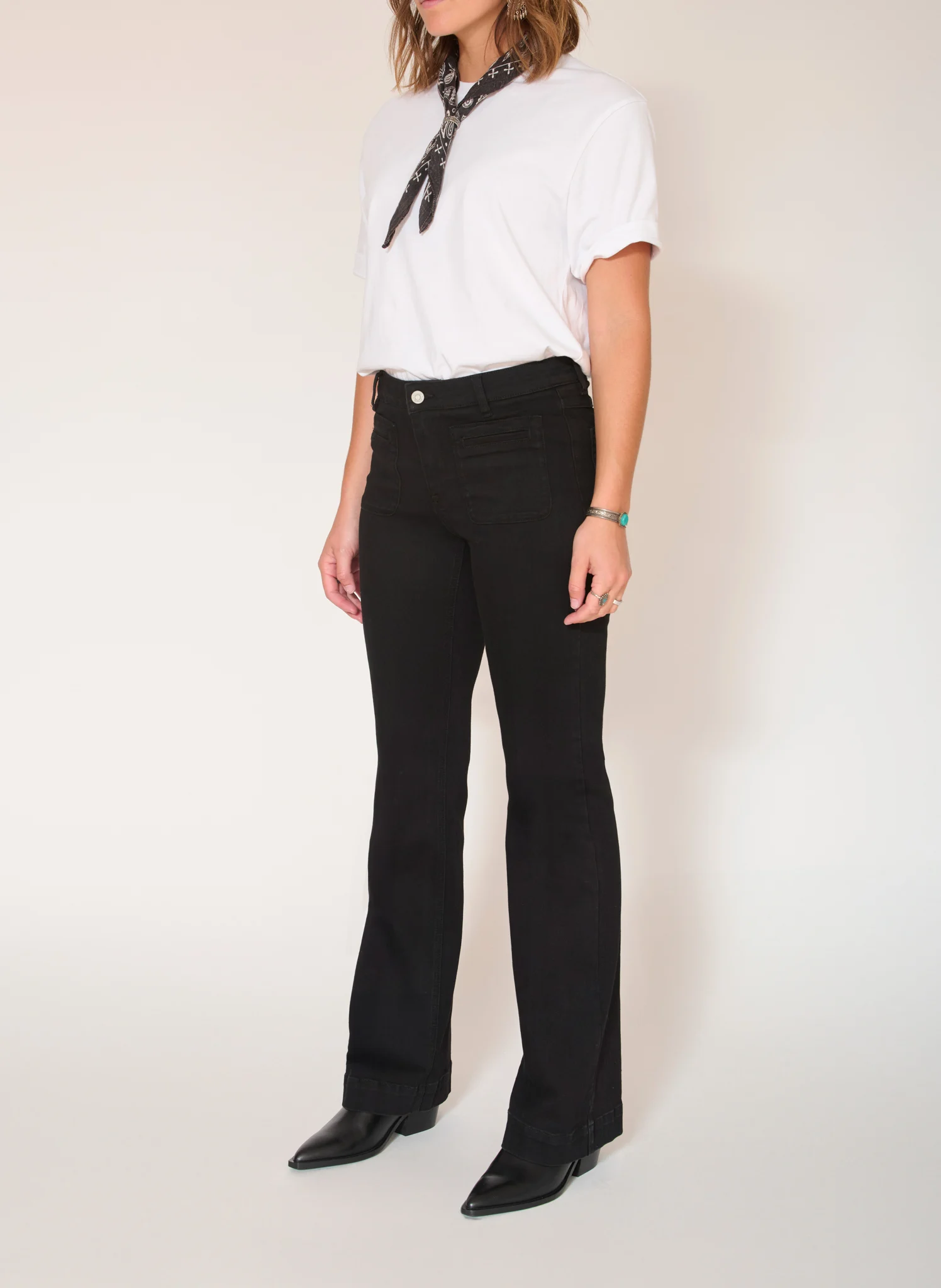 THE DIANA POWER - Jean flare en coton mélangé | Noir