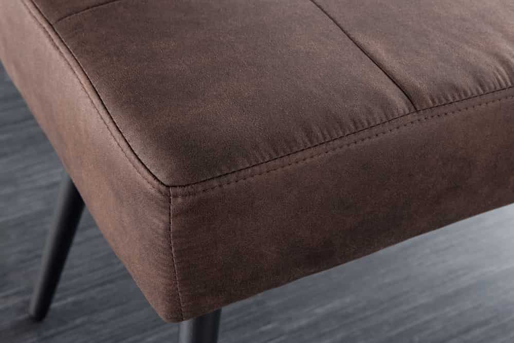 Design Sitzbank BOUTIQUE 100cm antik braun Microfaser schwarze Metallbeine Polsterbank