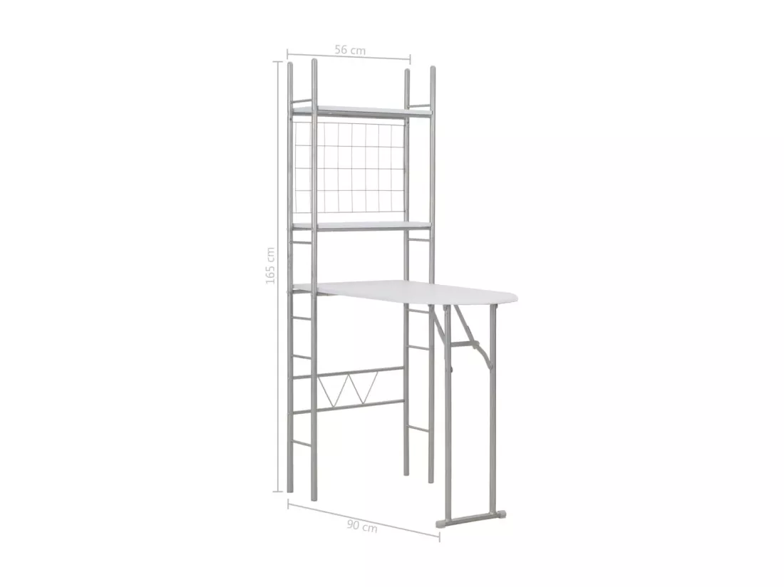 Ensemble à dîner pliant 3 pcs et étagère de rangement MDF acier