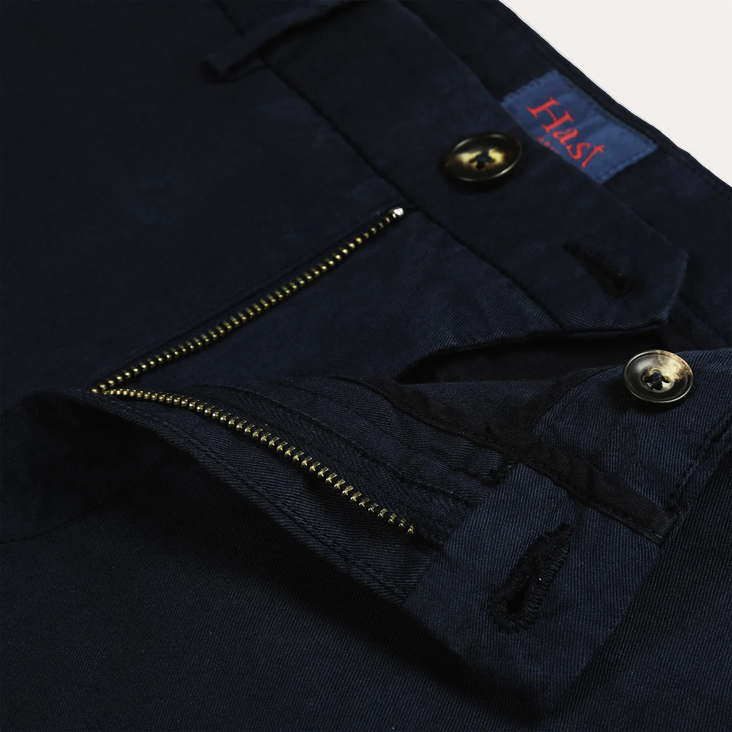 Navy cotton and linen chinos