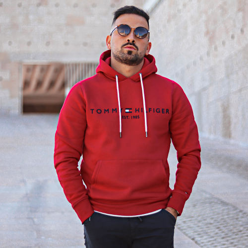 Sweat Capuche Tommy Logo 1599 Rouge