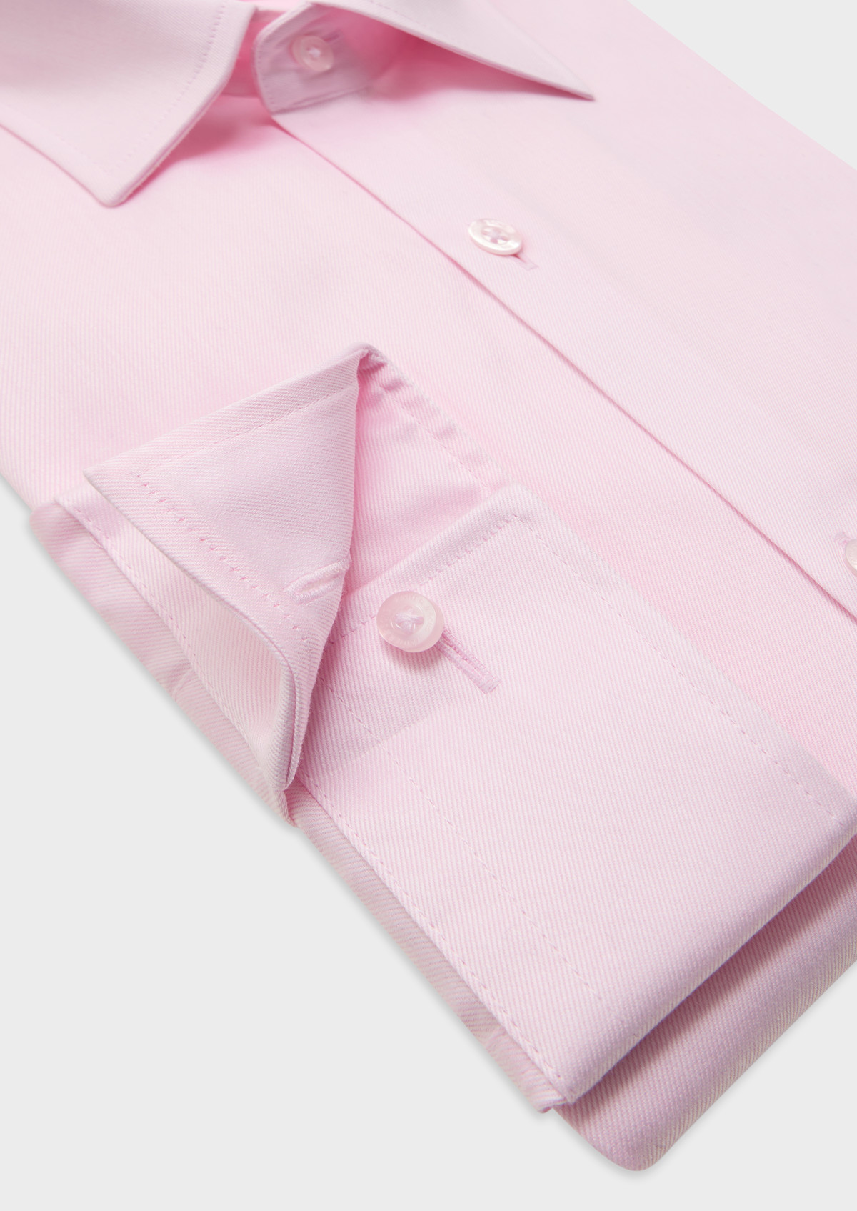 Chemise habillée non-iron Slim en twill de coton uni rose