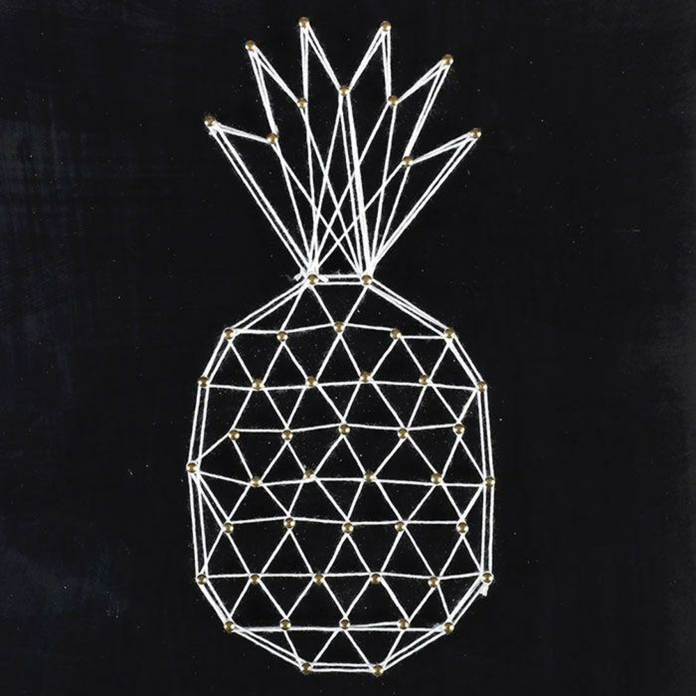 Coffret string art - tableau noir ananas art filaire 22 x 22 cm