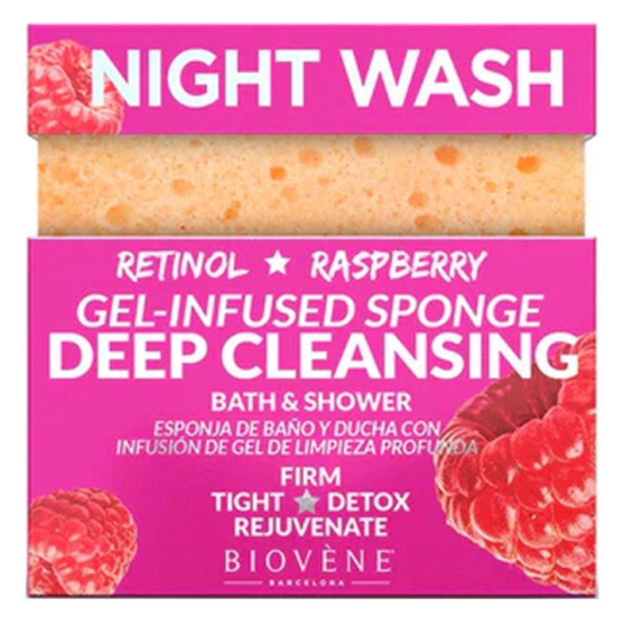 Biovène Night Wash Deep Cleansing Retinol & Raspberry Gel-Infused Sponge 75g